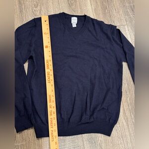 GIASONE Sweater Mens Medium navy blue V Neck Extra Fine Merino Wool Pullover